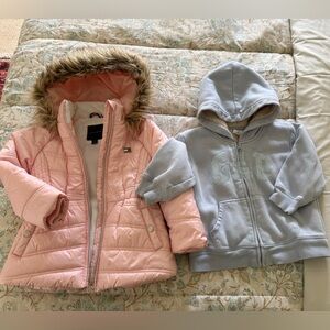 Tommy Hilfiger Pink Puffer Coat (4T) + GAP Kids Sherpa Hoodie (XS)